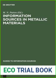 Information Sources in Metallic Materials (Guides to Information Sources)