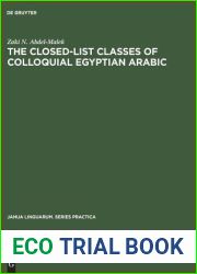 The Closed-List Classes of Colloquial Egyptian Arabic (Janua Linguarum. Series Practica, 128)