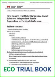 First Report - The Right Honourable David Johnston