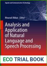 Analysis and Application of Natural Language and Speech Processing (Signals and Communication Technology)