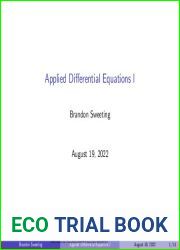 Applied Differential Equations Lecture Notes