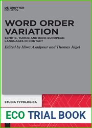 Word Order Variation: Semitic, Turkic and Indo-European Languages in Contact (Issn, 31)