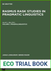 Rasmus Rask Studies in Pragmatic Linguistics, Volume 1, Pragmalinguistics (Janua Linguarum. Series Maior)