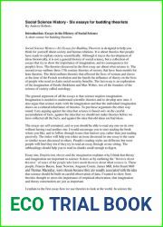 Social Science History - Six Essays For Budding Theorists