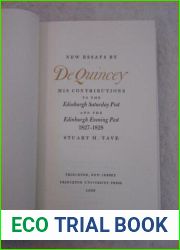 Rare Stuart M. Tave NEW ESSAYS BY DE QUINCEY 1827-1828 1967 Princeton University [Hardcover] unknown