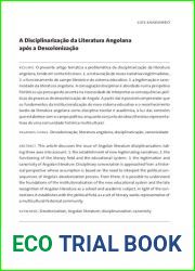 A Disciplinarizacao da Literatura Angolana apos a Descolonizacao