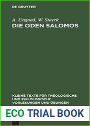 Die Oden Salomos (Kleine Texte fur theologische und philologische Vorlesungen und Ubungen, 64) (German Edition)