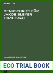 Denkschrift fur Jakob Bleyer (1874-1933) (Ungarische Bibliothek, 1, 18) (German Edition)