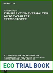 Zum Reaktionsverhalten ausgewahlter Fremdstoffe (Sitzungsberichte der Akademie der Wissenschaften der DDR N. Mathematik, Naturwissenschaften, Technik, 1977, 16) (German Edition)