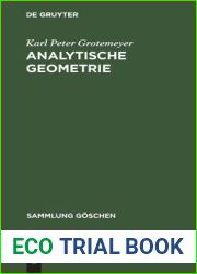 Analytische Geometrie (Sammlung Goschen, 65 65a) (German Edition)