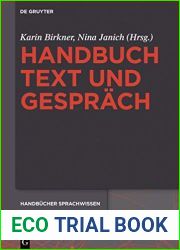 Handbuch Text Und Gesprach (Handbucher Sprachwissen) (German Edition)