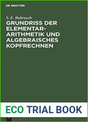 Grundriss der Elementar-Arithmetik und algebraisches Kopfrechnen (German Edition)