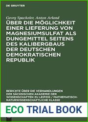 Uber die Moglichkeit einer Lieferung von Magnesiumsulfat als Dungemittel seitens des Kalibergbaus der Deutschen Demokratischen Republik (Berichte uber … Klasse, 103, 1) (German Edition)
