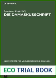 Die Damaskusschrift (Kleine Texte fur Vorlesungen und Ubungen, 167) (German Edition)