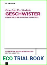 Geschwister: Ein Dispositiv Bei Jean Paul Und Um 1800