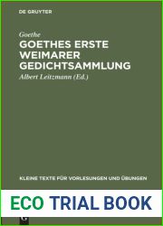 Goethes erste Weimarer Gedichtsammlung