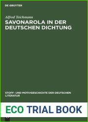 Savonarola in Der Deutschen Dichtung (Stoff Und Motivgeschichte Der Deutschen Literatur, 16) (German Edition)