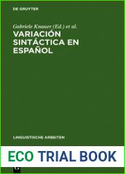 Variacion sintactica en espanol (Linguistische Arbeiten) (Spanish Edition)